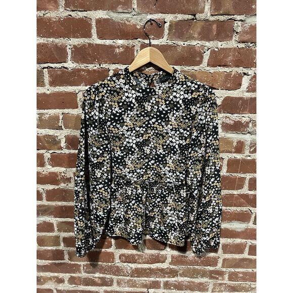 Sanctuary Womens Long Sleeve Sheer Floral Pattern Blouse Size Medium - Picture 1 of 3